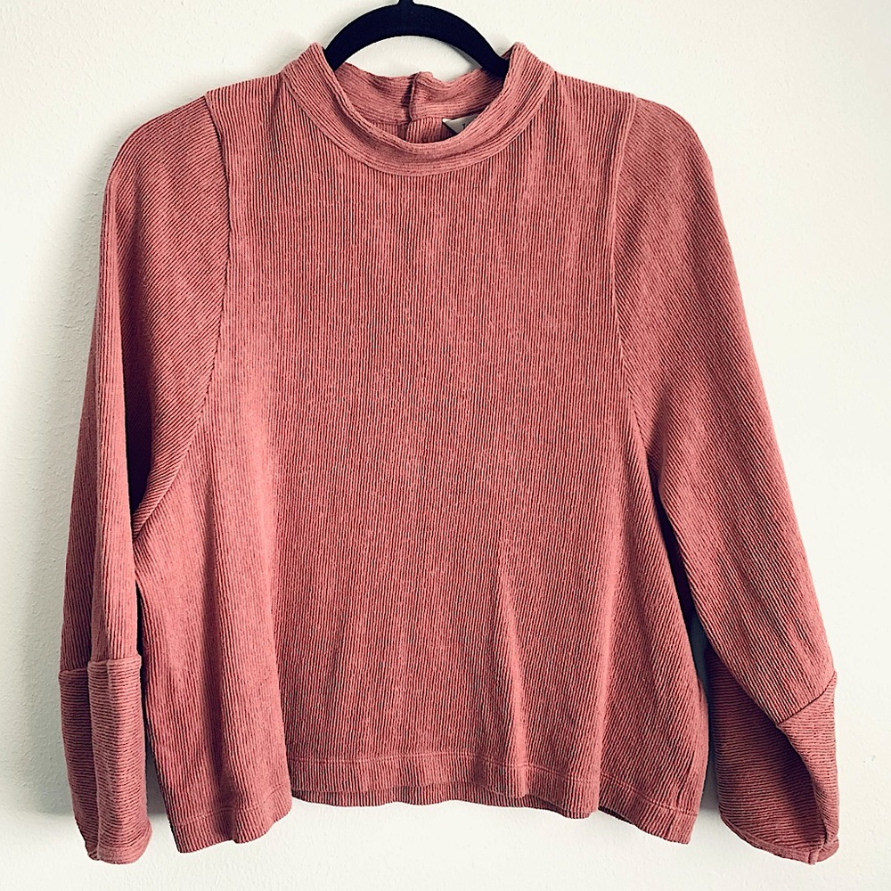 Madewell Texture & Thread Blush Pink Mock Neck Sweatshirt